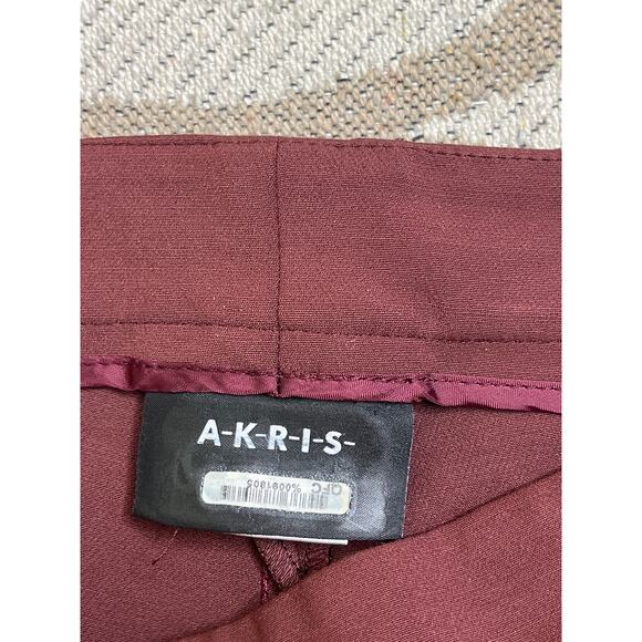 AKRIS slim stretch skinny viscose interior slit hem burgundy pants, size 4 - Picture 4 of 13